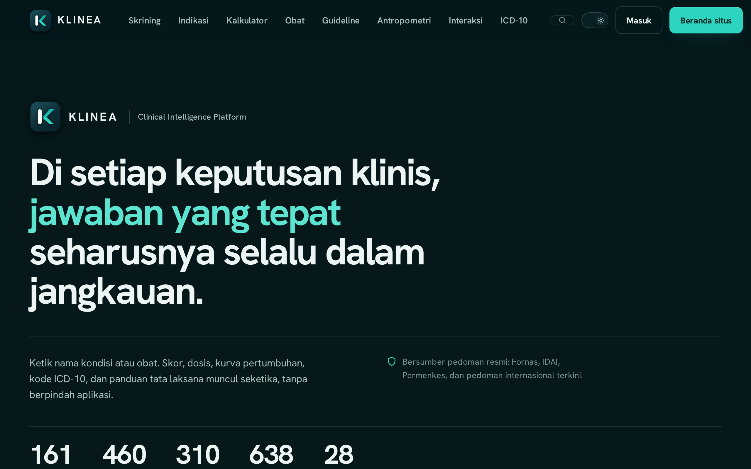 Dashboard KLINEA mode gelap